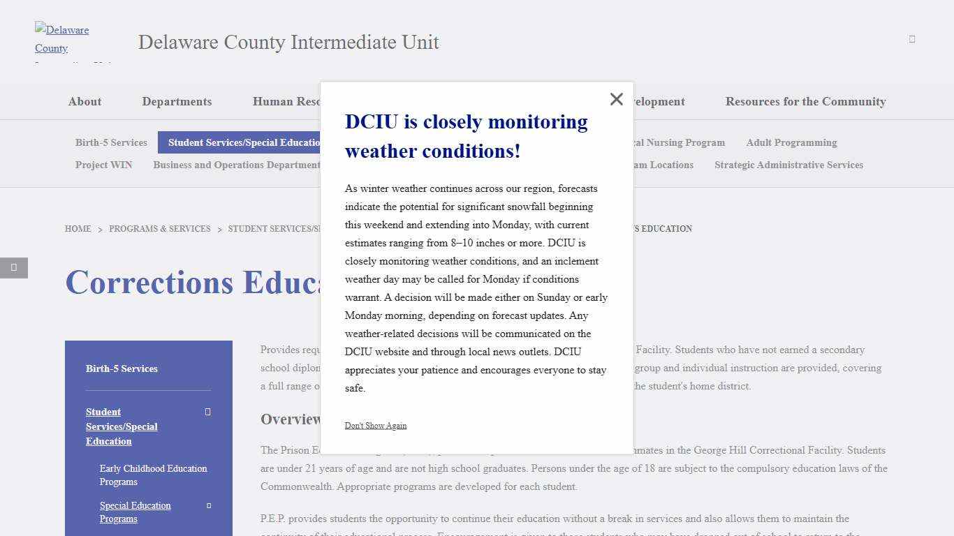 Corrections Education - Delaware County Intermediate Unit